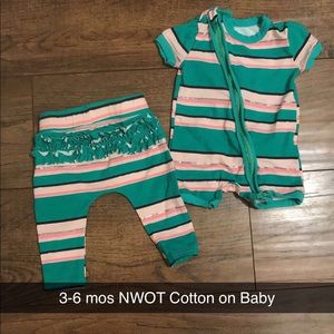 CottonON Kids Zip up Romper & Pants